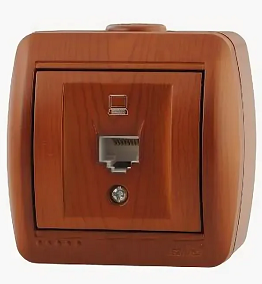 Розетка компьютерная 1-м ОП Ната RJ45 сосна Lezard 710