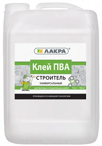 Клей ПВА "Лакра" универсальный "Строитель"10 кг (Москва) *1/60