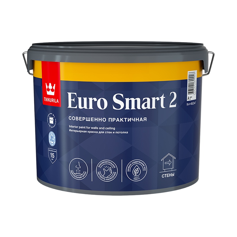 ТИККУРИЛА Краска интерьерная EURO SMART 2 VVA глубоко/мат. (9л)