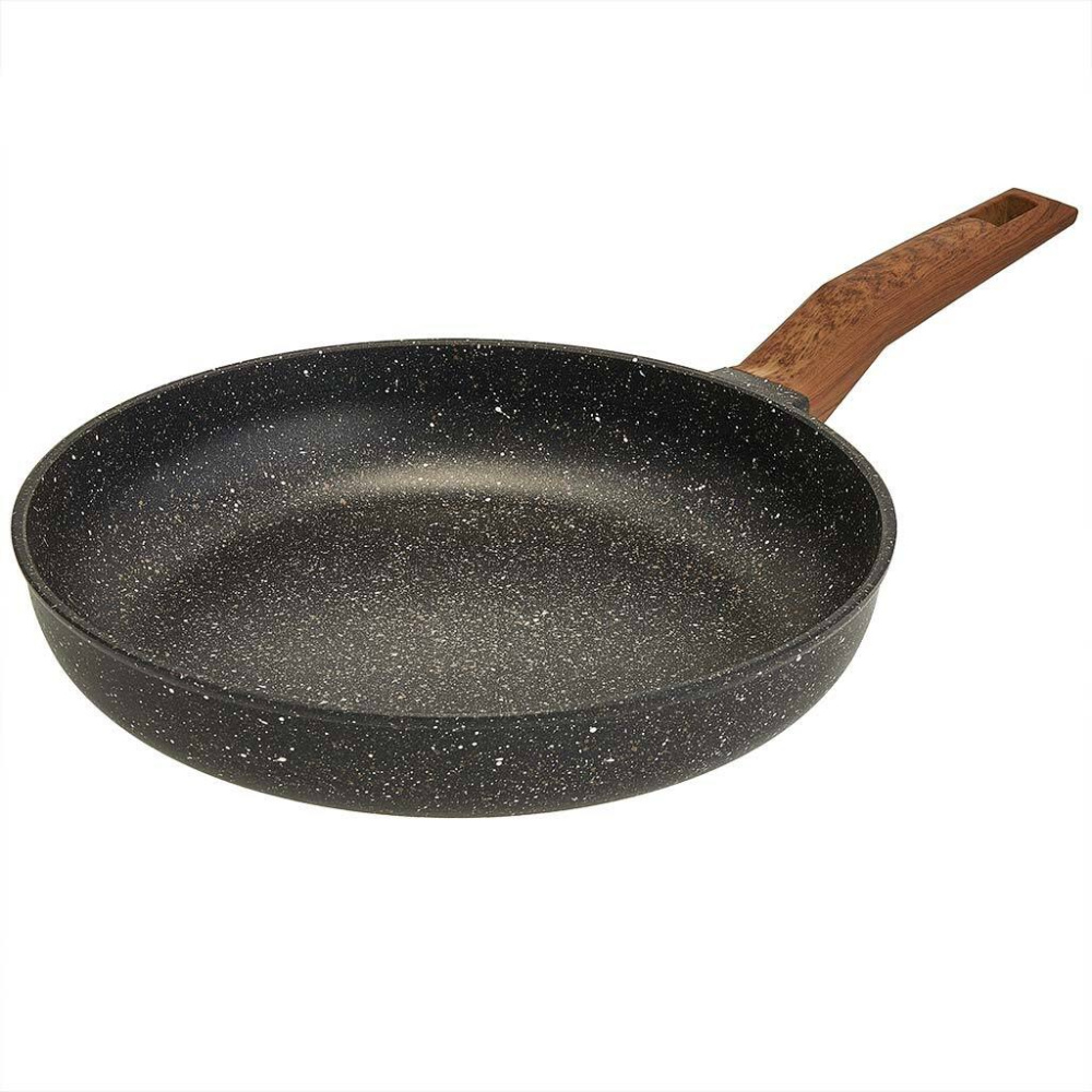 0428-14 Сковорода с а/п без крышки и ручкой soft-touch д.28, линейка Гранит Серия "Мегалит 14"