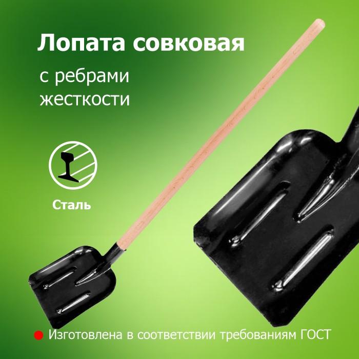 Лопата совковая ЛСП рельсовая сталь "Копанец" с дер. черенком