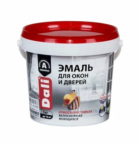 Эмаль акриловая DALI для окон и дверей полуматовая 1кг 6шт/уп (80189)