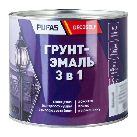 ПУФАС Грунт-эмаль 3 в 1 быстросохнущая шоколадный (глянц.) Decoself (1,9кг)