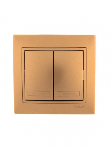 Выключатель 2-кл. СП Мира метал. золото Lezard 701-1313-101