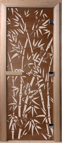 Дверь "Бамбук и бабочки" (бронза матовое) 190х70, Банный Эксперт