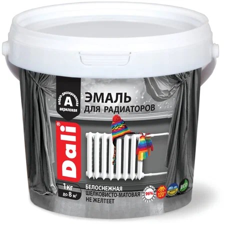 Эмаль для радиаторов отопления DALI акриловая 1кг (80200) 6шт/уп