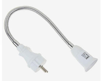 Ecola переходник вилка-патрон E27 гибкий 300мм без выключателя Белый APF7NWEAY