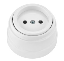 РЕТРО  белый - розетка 1-местная б/з  СВЕТОПРИБОР