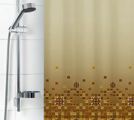 Штора д/ванной полиэстер "Мозайка" 180x180см, бежевая, 8колец 1582-1 Вилина