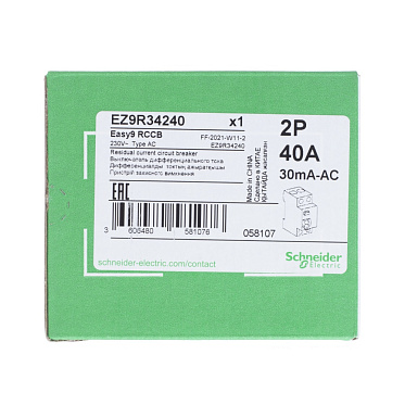 Выключатель диф. тока 2п 40А 30мА тип AC EASY 9 SchE EZ9R34240
