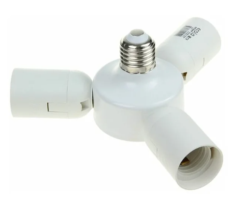 Ecola переходник с цоколя E27 на 3хE27 Плоский Белый  A7P37WEAY