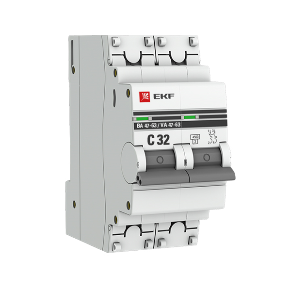 EKF PROxima автоматический выкл. ВА 47-63 2P 32А 4,5kA х-ка С mcb4763-2-32C-pro (с опломбировкой)