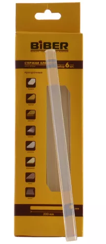 БИБЕР 60131 Стержни для термоклеящего пистолета 11х200 мм (уп6 шт)