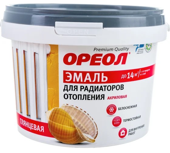 Эмаль д/радиаторов "Ореол" акриловая глянцевая 1,1 кг (Ростов-на-дону) *6/336