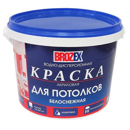 Краска  ВД супербелая д/потолков BROZEX  3,0 кг ВЕДРО  *4/192  (ЛКЗ)