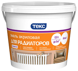 ТЕКС Эмаль акриловая для радиаторов белая полуглянцевая (0,8л)