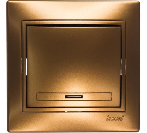 Выключатель 1-кл. СП Мира с подсвет. метал. золото Lezard 701-1313-111