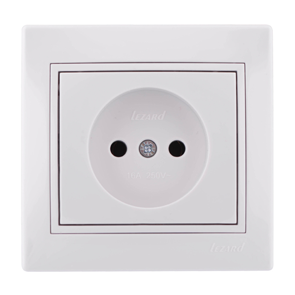 Розетка 1-м СП Мира без заземл. керам. бел/бел. Lezard 701-0202-121
