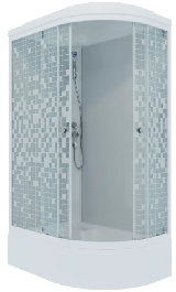 Кабина душевая 120*80 А" левая, 1/4 круга, низкий поддон, Белый Мозайка, ДН4 (7 мест)