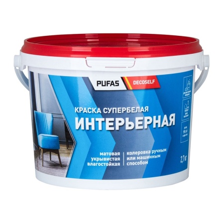 ПУФАС Краска интерьерная белая Decoself мороз. (1,72л=2,7 кг) КИ