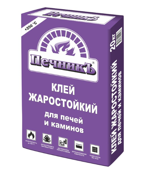 Клей жаростойкий для бытовых печей и каминов Печникъ, 20кг