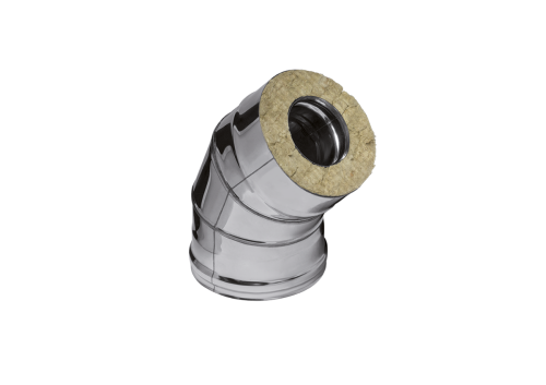 Колено Феррум утепленное угол 135° нержавеющее (430/0,8мм)/зеркальное, ф120/200, по воде