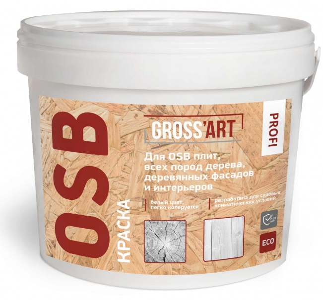 Краска для OSB Gross'art PROFI белая 3кг (8шт/уп; 192шт/пал)