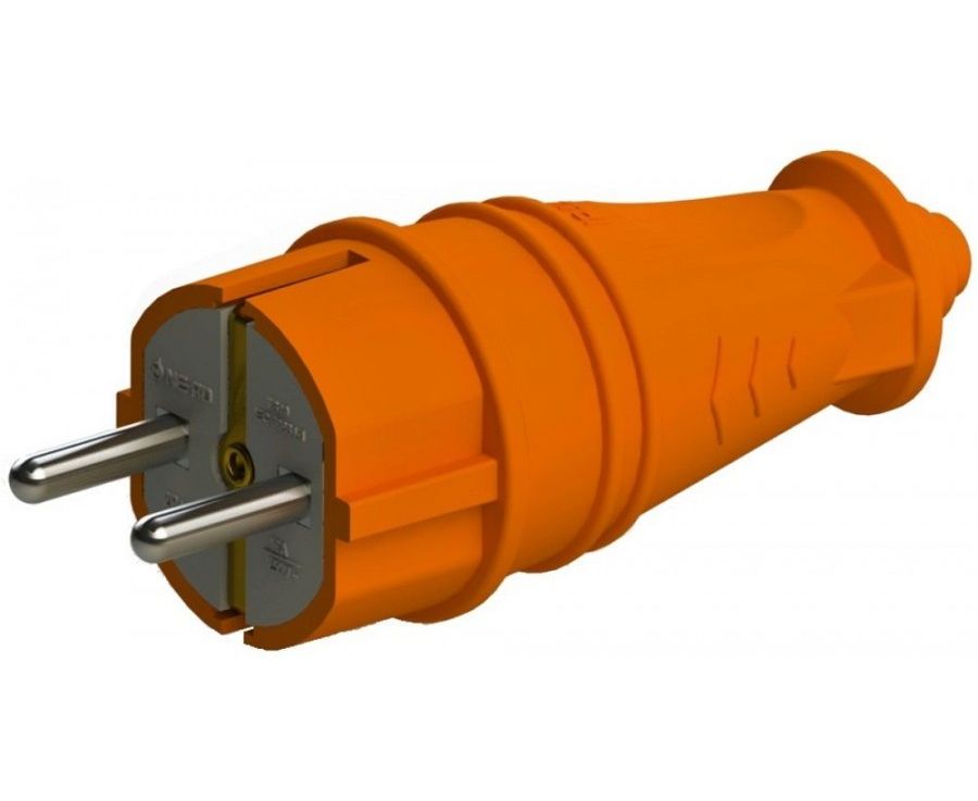 NE-AD вилка прямая каучук 2P+PE 1х16А 220-240V IP44 ОРАНЖ 4301 (Турция)