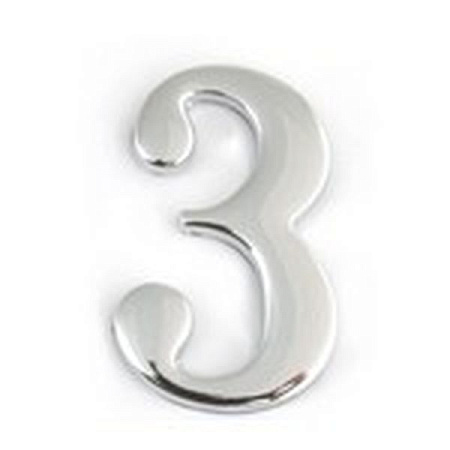 Номер квартирный  самоклеющ. хром  АПЕКС СР №3  метал. DN-01-3-Z-CR  *10/100