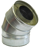 Колено Феррум утепленное угол 135° нержавеющее (430/0,5мм)/оцинкованное, ф150/210, по воде