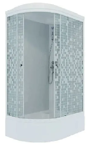 Кабина душевая 120*80 А" правая, 1/4 круга, низкий поддон, Белый Мозайка, ДН4 (7 мест)