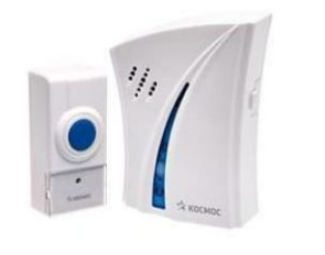 Звонок беспров. полиф. 32 мел. 150м бел. 1 кноп IP44 Космос KOC_AG510B