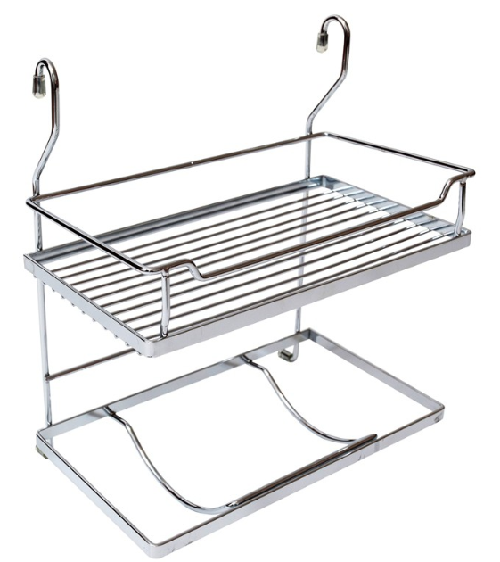 Sakura.Полка 2-ая на рейлинг KS-2040 c держателем для полотенец 101090 (16.09.16)