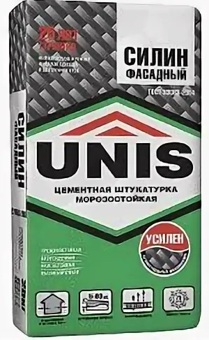 Штукатурка цементная UNIS Силин Фасадный, 25 кг