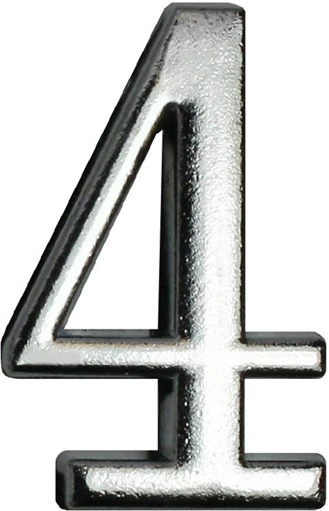 Цифра дверная Ал. "4" на клеевой основе хром.