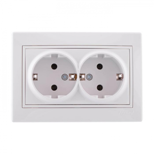 Розетка 2-м СП Мира с заземл. керам. бел/бел. Lezard 701-0202-127