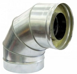 Колено Феррум утепленное угол 90° нержавеющее (430/0,8мм)/оцинкованное, ф150/210, по воде