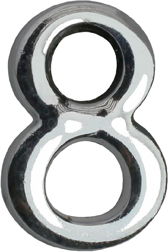 Цифра дверная Ал. "8" на клеевой основе хром.