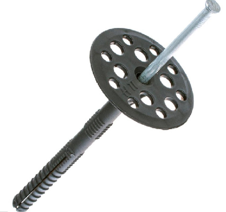 10 х 180 Дюбель для крепления теплоизоляции с металлическим оцинкованным гвоздем ( 100 ) ОМ