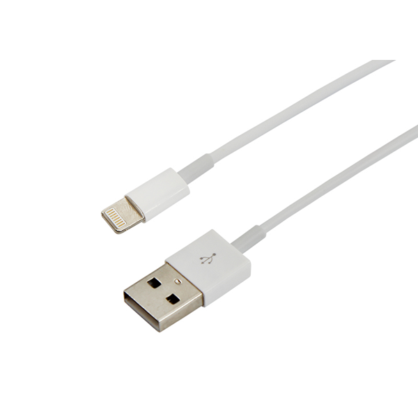 USB кабель для iPhone 5/6/7 моделей ОРИГИНАЛ (чип MFI) 1М белый REXANT