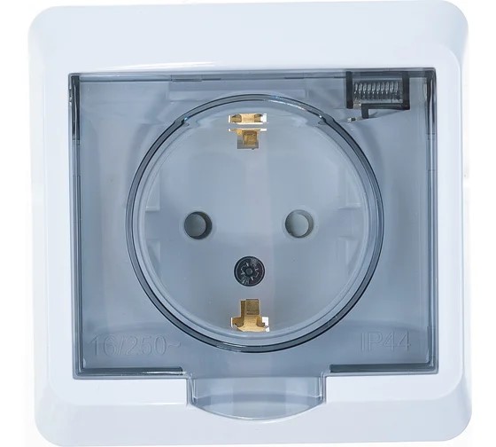 Schneider Этюд роз. СУ 1 мест. бел. (пласт. осн., земля, шторки, крышка, IP44) PC16-044b