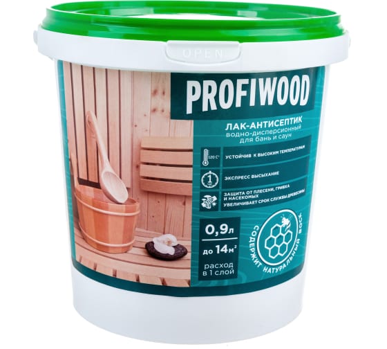 Лак для бань и саун В/Д PROFIWOOD 0,9 кг  (Ростов-на-Дону) *1/6