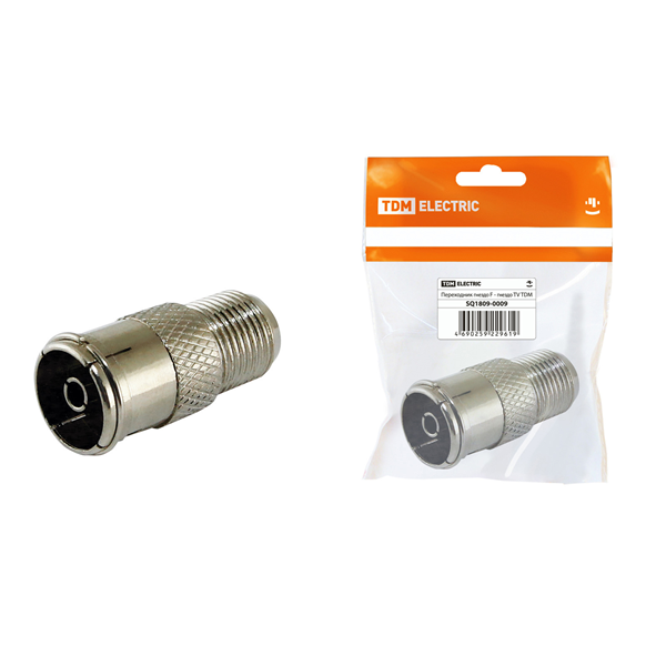 Переходник гнездо F - гнездо TV, инд. упаковка TDM (кр.100шт)