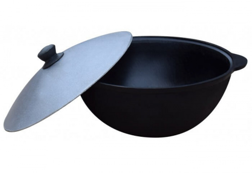 Казан чугунный 16л круглое дно с крышкой