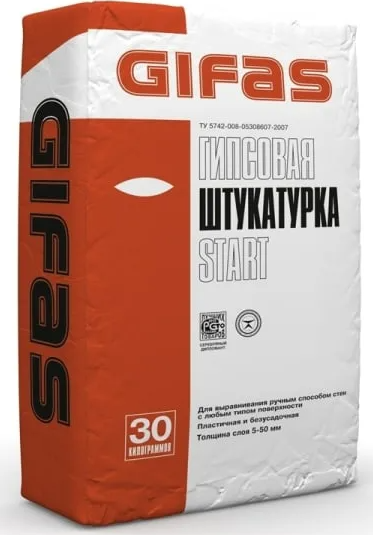 Штукатурка гипсовая Гифас Старт (Gifas Start), 30кг
