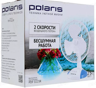 Вентилятор POLARIS настольный PDF 0223R 25Вт, d=23см, 2 скорости, угол наклона *1/10