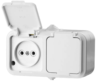 Розетка РА16-227Б Рондо 2м.откр.з/к IP44