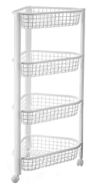 Этажерка пластм. 4 секции-лотка, угловая, на колесиках "Евро" М2757 ("М-Пластика") *1/6