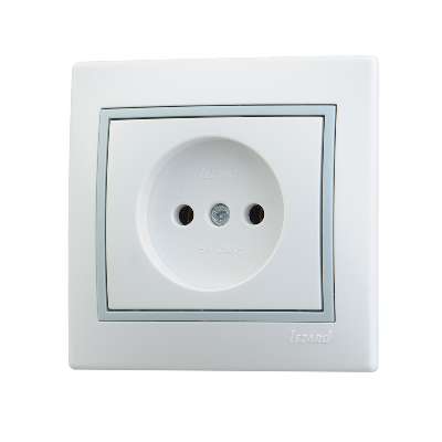 Розетка 1-м СП Мира без заземл. керам. бел/сер. Lezard 701-0215-121