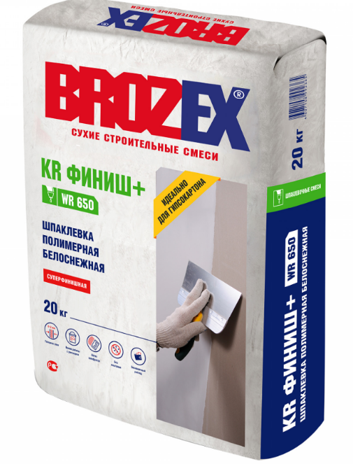 Смесь шпаклевочная полимерная "Brozex KR Финиш+ WR 650" 20,0 кг (ЗССС ) *1/56